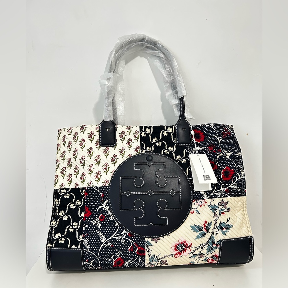 NWT Tory Burch Ella Patchwork Tote Floral Bag